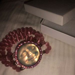 Moon Face Pink 3 Band Bracelet